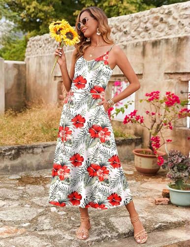 Image of Zeagoo Boho Dresses for Women 2025 Summer Maxi Dress Loose Fit Flowy Sundress Casual Womens Flower Print Boho Dress, Floral-3,L