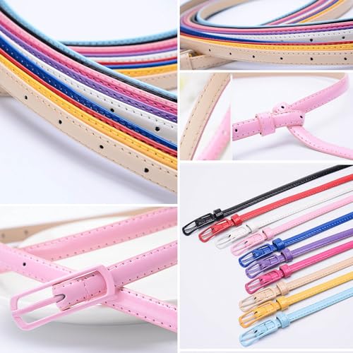Women Skinny Belts 6 Pack, PU Leather Thin Waist Belts for Dresses, Jeans, Pants with Buckle, Fashion Slim Leather for outfit4