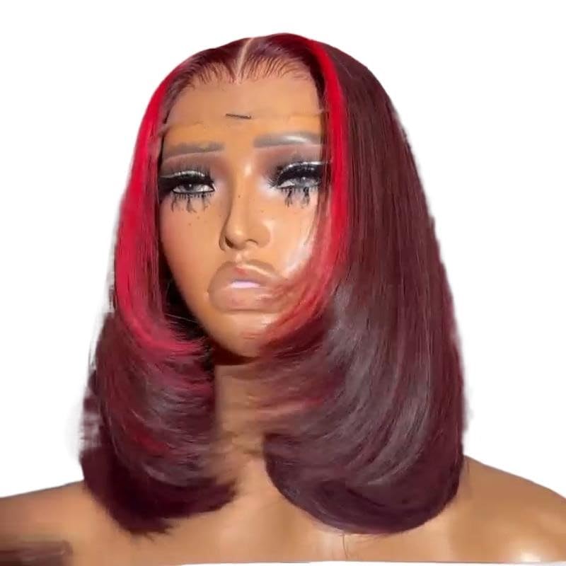 99j Burgundy Bob Wig Human HaIr Wigs 4x4 Lace Front Wigs for Black Women Straight Burgundy Human Hair Pre Plucked 180% Density Transpaent Lace Frontal Wig