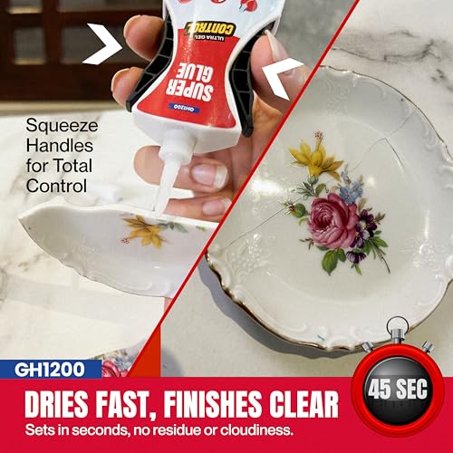 GH1200 Precision Control Super Glue Gel, 6G X 2 Pcs Superglue Gel Strong Multipack Bonds In Seconds - Ultimate Micro-Dispensing For No-Mess Repairs, Non-Drip Ca Glue - 8