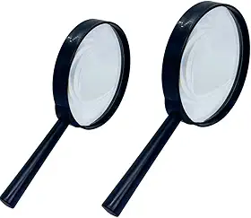 Kit 2 Lupa de Mão para Leitura Lente com 90mm de Diâmetro Cabo Amplificador Grande
