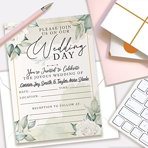 image for Lone Star Art Wedding Invitation Kit with Envelopes - Wedding Muted Gr