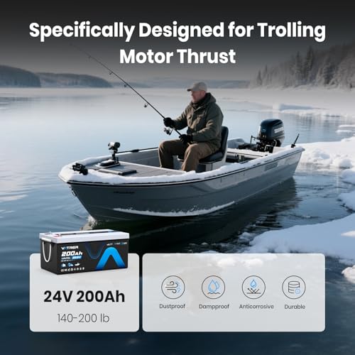 Image of 24V 200AH Self-Heating Trolling Motor LiFePO4 Lithium Battery, VATRER POWER Deep Cycle LiFePO4 Battery with 5120W Built-in 200A BMS for Trolling Motors, Marine, RV, Off-Grid Applications