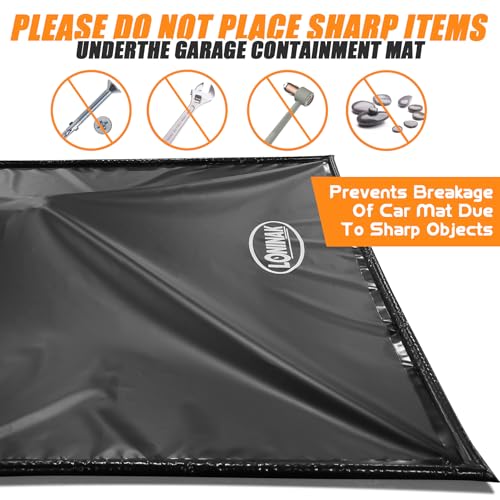 Garage Floor Mat Easy to Clean 7'9"x18' Heavy-Duty PVCContainment Mat with Waterproof Containment Protection for Cars SUVs Trucks Parking Garages Non-Slip Durable Containment Mat Multiple