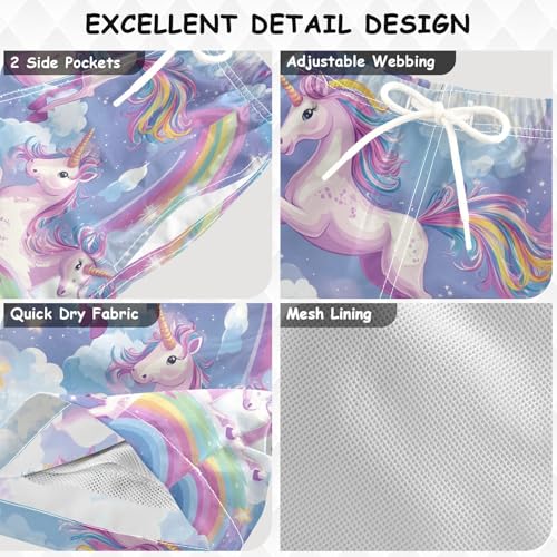 Pigsaly Boys Swim Trunks Happy Unicorns Boys Board Shorts Swimsuit Swimwear Summer Bathing Suit 3T3