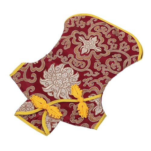 PRETYZOOM Housse De Bouteille De Vin Chinoise en Soie Rouge Foncé, Pochette à Vin Décorative Broderie, Emballage Présent pour Mariage Et Fête Culturelle