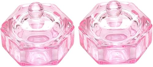 Glass Nail Art Cups Nail Dipping Jars Nail Dappen Dishes Bowls Nail Powder Holders Nail Liquid Containers with Lid Nail Salon Supplies Hexagon Nail Polish Nail Art and Polish