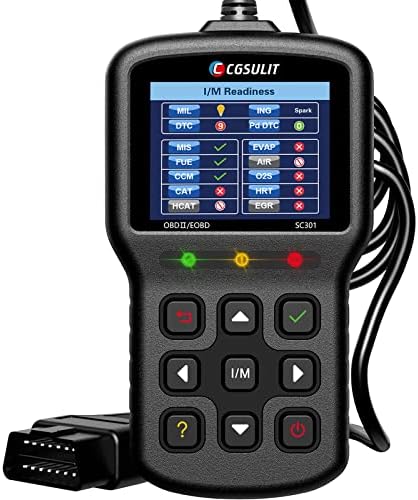 Car Code Reader CGSULIT SC301 OBD2 Scanner with Smog Check & Check Engine Light Reset, Read/Clear Error Code, Live Data, DTC Lookup, On-Board Monitor Test, Diagnostic Scan Tool for All Cars After 1996