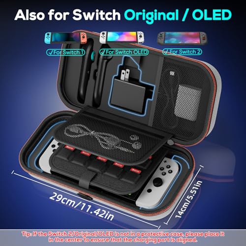 Image of Auarte [Charge inside Carrying Case for Nintendo Switch 2 2025 / Switch OLED / Switch with Adapter and for Joy Cons Storage, Travel Cases for Switch 2 Console with 22 Game Card Storage (White, For Switch 2 7.9 inch, Carrying Case)