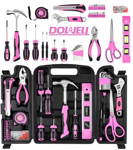 DOWELL 123-Piece Pink Home Repair Tool Kit for Women & Girls - All-in-One DIY Toolkit with Ergonomic Handles, Durable Toolbox, Non-Slip Grips | Perfect Gift for Wives, Moms, Crafters