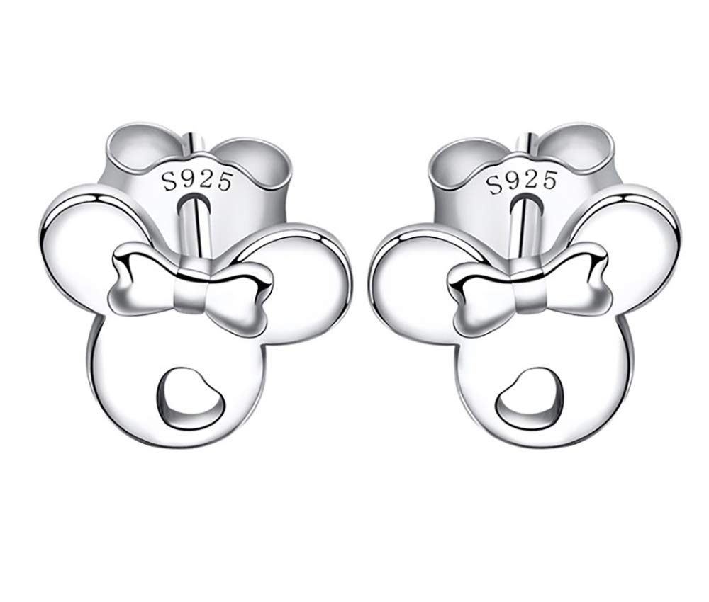 Kaguyo Pendientes de plata para niñas, chapados en oro rosa, plata de ley 925, pequeños y lindos aretes de ratón para mujeres, niñas, niños, regalo de cumpleaños