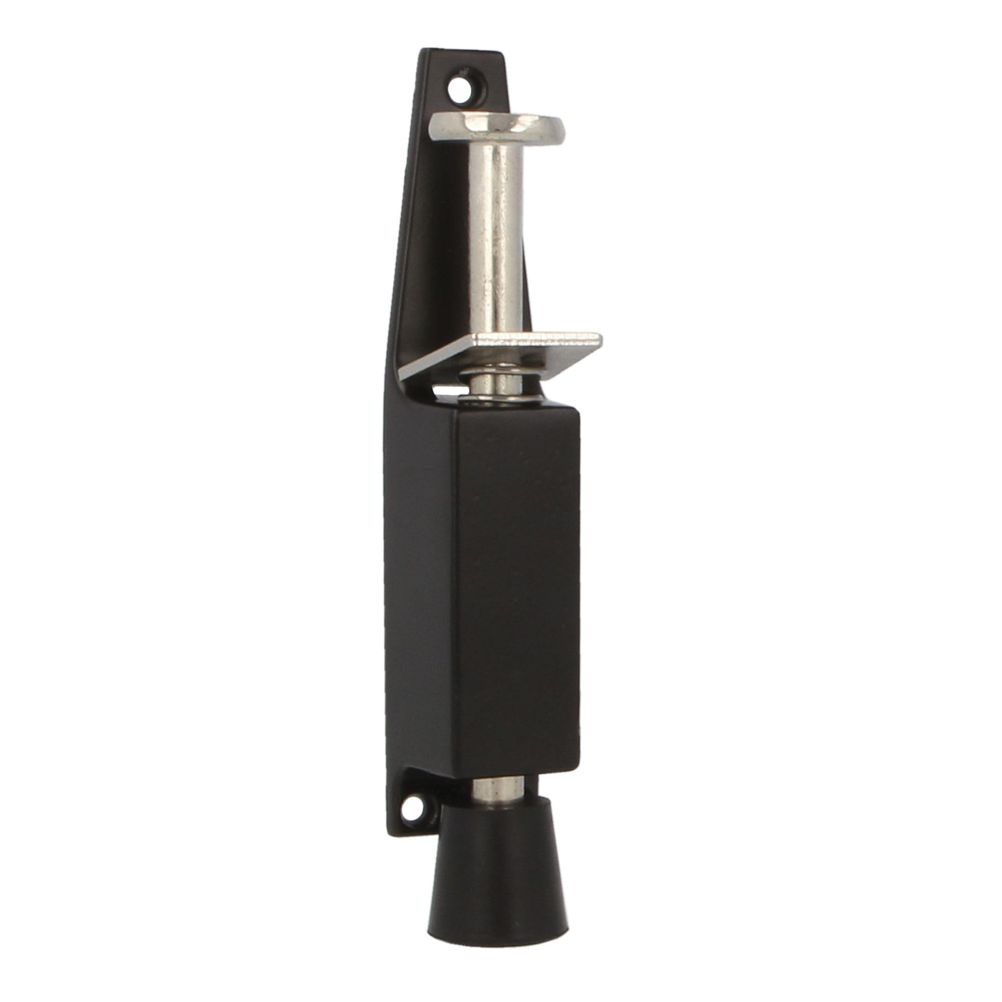 Amig Black - Rubber Foot Retainer Mod.10 For Holding And Keeping Doors Open | Zamak Vertical Stop | Anti Carrier | Measurements: 120 X 25 Mm | Travel: 28 Mm |
