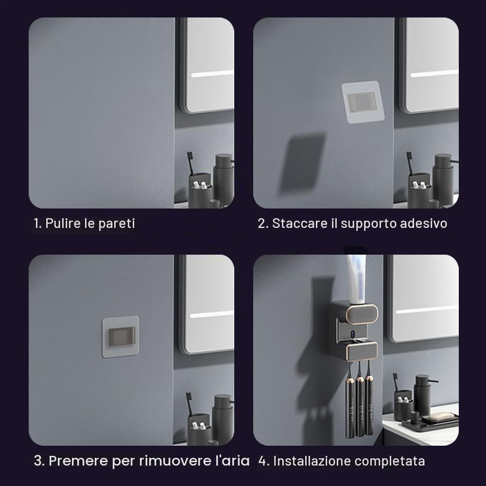 Dispenser Dentifricio Elettrico, USB Porta Spazzolini da Denti Sterilizzante con 3 Slot e Luce UV per Spazzolino, Portaspazzolino Sterilizzatore da Dentifricio per Bagno Vanity