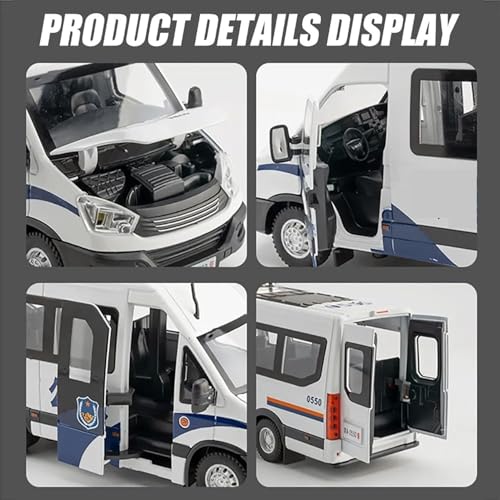 Image of DEOXY Police Van 1:24 Diecast Scale Model Metal Pull Back Toy car for Kids with Openable Doors & Light, Music Toy Vehicle for Kids (White)