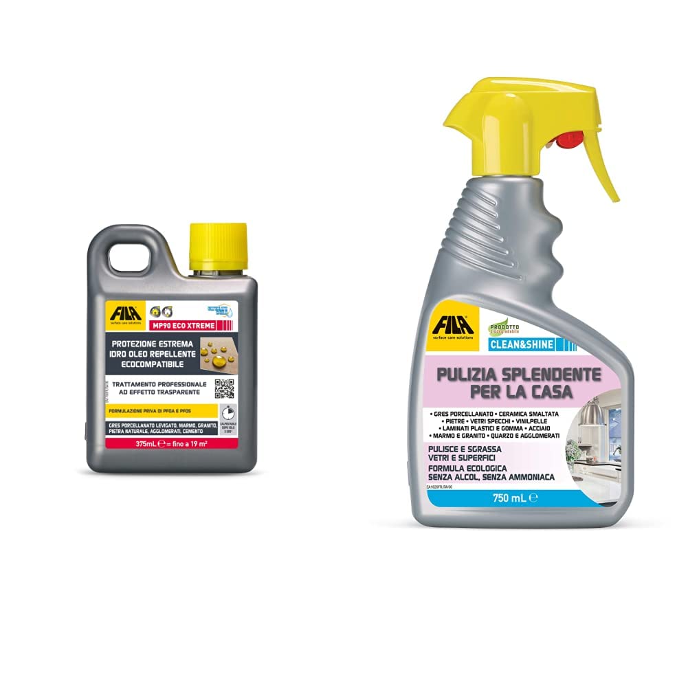 MP90 ECO XTREME, Protezione Estrema Idro Oleo Repellente Ecocompatibile, 375ml & CLEAN&SHINE, Detergente Spray Multisuperficie per la Casa, 750 ml