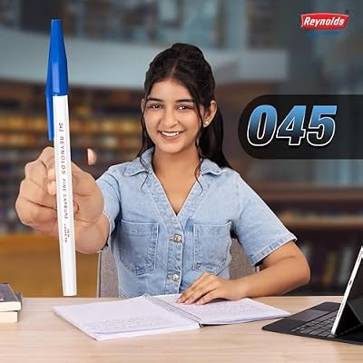 Reynolds 045 60 PENS BLUE | PENS WITH COMFORTABLE GRIP |BALL PENS FOR WRITING | PEN FOR STUDENTS & OFFICE STATIONERY | 0.7 mm TIP SIZE