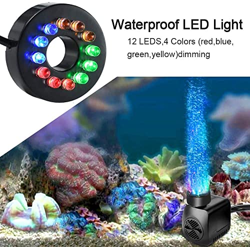 Yyhh 15W 700L/H Submersible Water Pump With 12Pcs Colorful Led Light S For Fountain Pool Garden Pond Fish Tank Aquarium Water, Yellow,Blue,Green,Red #TOP4