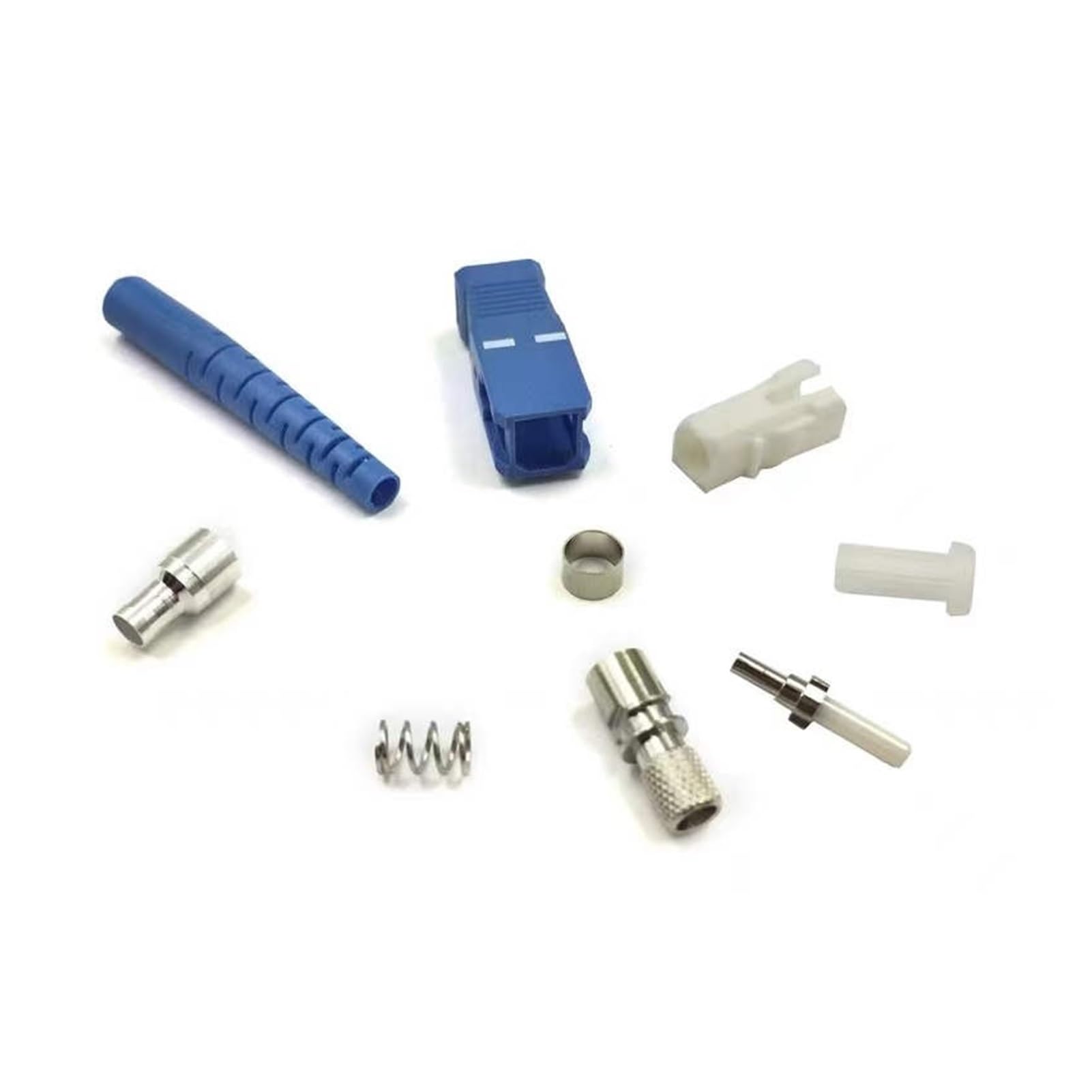 Kits de connecteurs de Fiber Optique SC, 200 pièces, SC/U 3.0mm 2.0mm Bleu for Partie de Cordon de raccordement, Accessoires FTTH avec Virole en céramique SM(3.0mm Non Assembled)