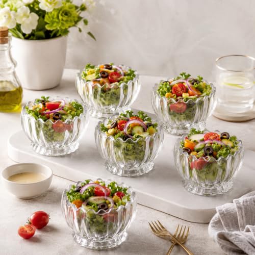 Image of WRINGO Glass Bowl for Kitchen Prep, Dessert, Dips, and Candy Dishes, Cake, Snack Bowl Set of 6 Or Nut Bowls, and Microwave Safe Clear Glass Bowls for Mixing, Storing Size 3.5 Inch (WR-02)