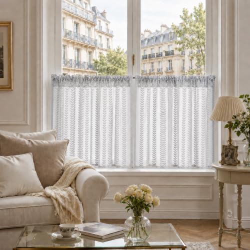 Yujiao Mao Brise Bise Cuisine, Gris, Feuilles, Lot de 2, LxH 90x90 cm
