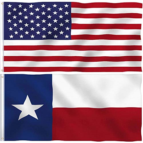 5X3 Ft American Outdoor Flag And Texas Flag 2 Pack - Us Flag Bright Color And Fade Resistant - Canvas Header And Double Stitched - Usa Flags With Brass Grommets (Us Flag +Texas Flag) #TOP6