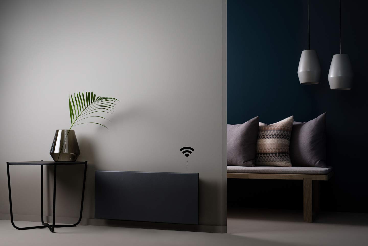 Adax Neo H - Convettore da parete Wifi con Termostato | Controllo smartphone | Termosifone Elettrico | Stufetta Elettrica Basso Consumo | Altezza 330 mm | Stufa Elettrica 1000W | KWT Nero | IP24C