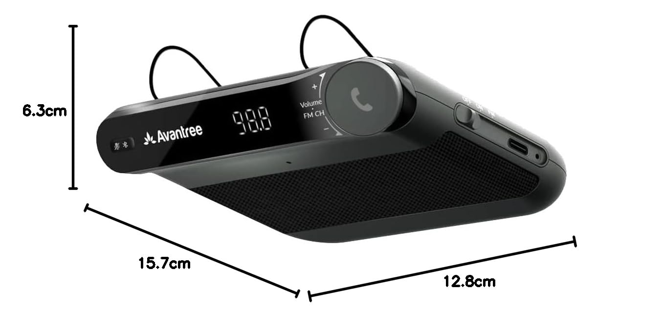 Avantree Roadtrip - Altoparlante Wireless 2-in-1 Kit Vivavoce Bluetooth per Auto per Trasmettere l’audio del Cellulare all’auto con altoparlanti 6W, Microfono Integrato e riproduzione di 22 h