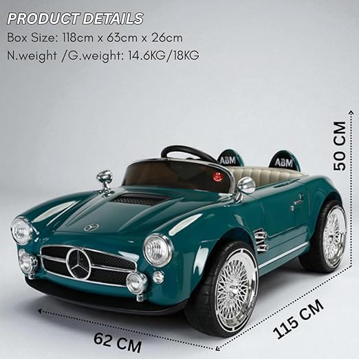Image of Kawaii Kids AMR GT 12V Sports Car with Remote, Music & Lights, Green