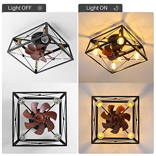 Osgner Ceiling Fans With Light, Flush Mount Ceiling Fan, Black Low Profile Ceiling Fans With Remote Control, Farmhouse Ceiling Fan Light, Modern Ceiling Fan With Lights For Bedroom Living Room #TOP1