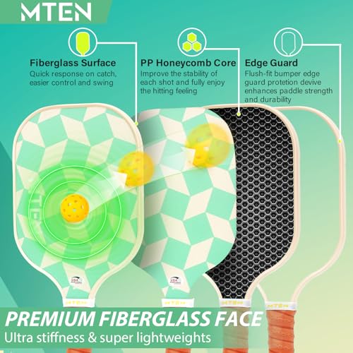 Image of MTEN Pickleball Paddles Set of 2 /4 /1, USAPA Approved Fiberglass Rackets