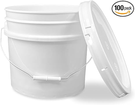 ePackageSupply 3.5 Gallon Bucket with Lids, Food Grade Storage, Premium HPDE Plastic, BPA Free, Durable 90 Mil All Purpose Pail, Made in USA, 100 Pack