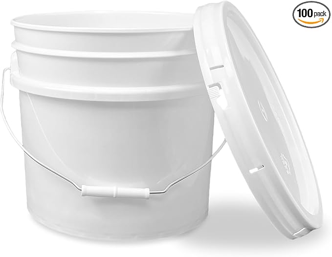 ePackageSupply 3.5 Gallon Bucket with Lids, Food Grade Storage, Premium HPDE Plastic, BPA Free, Durable 90 Mil All Purpose Pail, Made in USA, 100 Pack