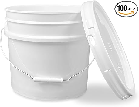ePackageSupply 3.5 Gallon Bucket with Lids, Food Grade Storage, Premium HPDE Plastic, BPA Free, Durable 90 Mil All Purpose Pail, Made in USA, 100 Pack