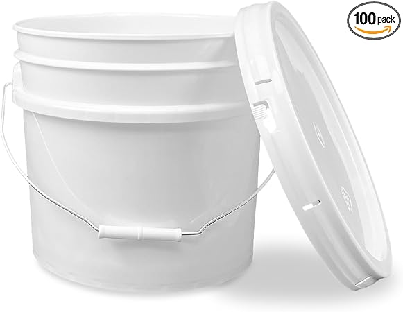 ePackageSupply 3.5 Gallon Bucket with Lids, Food Grade Storage, Premium HPDE Plastic, BPA Free, Durable 90 Mil All Purpose Pail, Made in USA, 100 Pack
