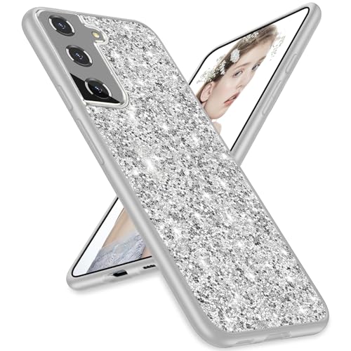 Coque Samsung S21 paillettes argentée, cadeau idéal de protection pour fille et femme