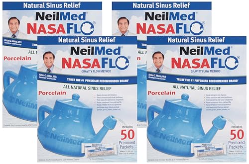 Image of NeilMed Nasaflo Porcelain Neti Pot, 50 Count (Packaging May Vary) (Pack of 4)