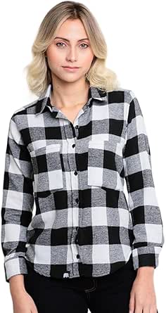 Camisa Xadrez Preta e Branca Feminina Flanela (M) | Amazon.com.br