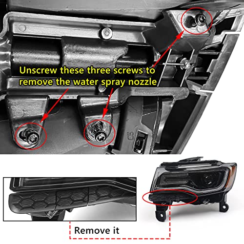 Fione Hid Headlight Assembly For Jeep Grand Cherokee 2017-2021 Xenon Headlights [Not Applicable To Halogen Model] Black Housing Projector Headlamps Left Driver Side 68266649Ah #TOP2