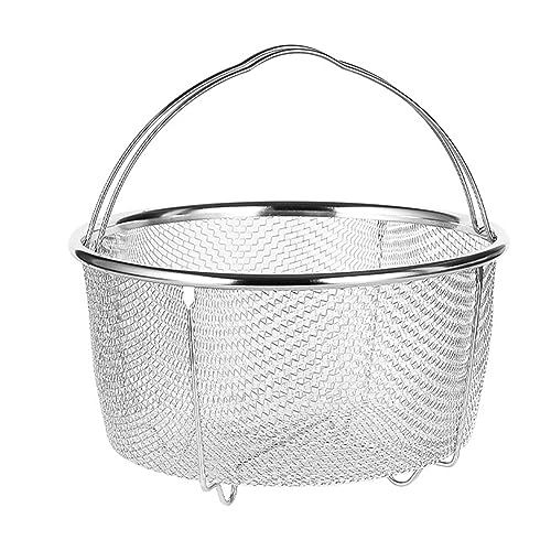 Xixian Cesta de de Acero Inoxidable, Grado Alimenticio, Drenaje de Agua Eficiente, con Manijas, Resistentes Al Calor, para Cocinar Saludable (18 cm)