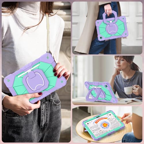 Image of WESOROL Case for Samsung Galaxy Tab A11 Plus Galaxy Tab A9 Plus 11 Inch,Shockproof Cover for Samsung Tablet A11+ /A9+ Case with Screen Protector 360 Rotating Stand Pencil Holder,Purple Green