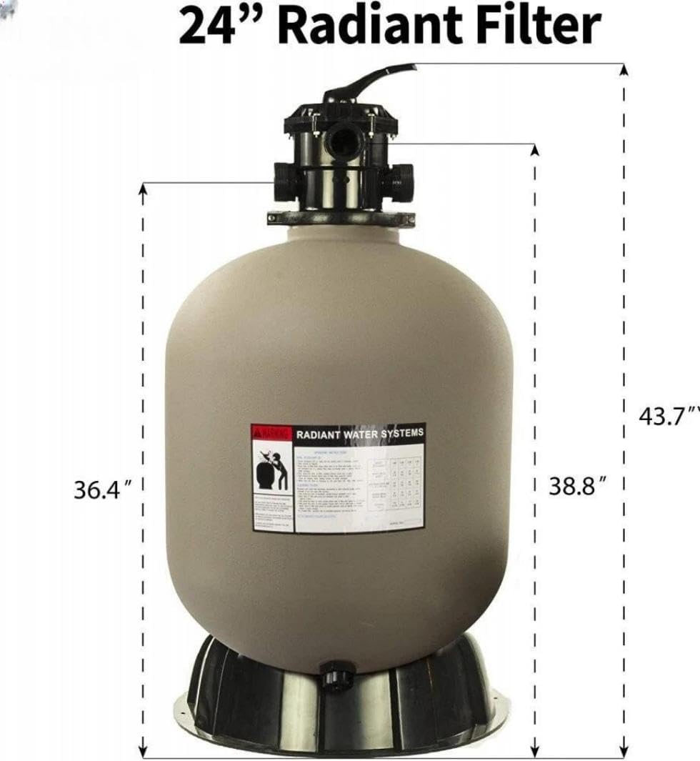 24-Inch Above Ground Sand Filter Pump System and Luster Kits for Rx Clear Radiant, 90 THP Extreme Force Pump - 115/230V / 13 Amps w/power cord, Up to 26000 Gallons, 300 pound sand capacity