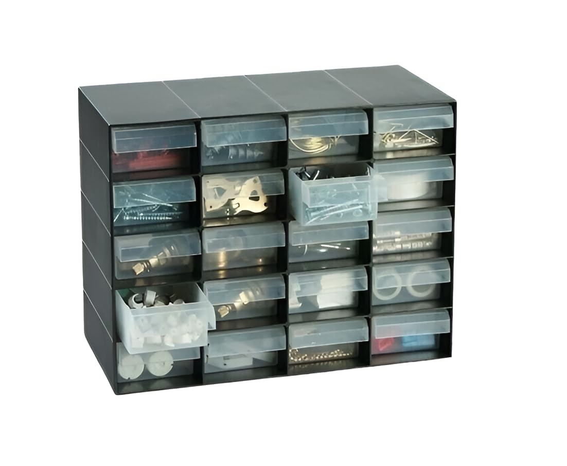 Optimal Products Multi Drawer Storage Cabinet For Home Garage or Shed Plastic Kitchen Tool Organiser Office Rack (20 DRAWER)
