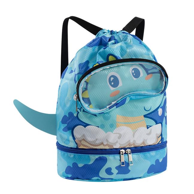 ITUBLE Dinosaur Dry Wet Separated Swim Bags for Swimmers Pool Gear Drawstring Gym Bag Beach Backpack for Women Men Camping Hiking Shopping Swimming