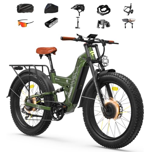 Image of FREESKY Dual Motor 40MPH 120Mile 240NM LG Cells Electric Bike for Adults | 4000W 48V30Ah AWD Mountain Ebike,26 inch Fat Tire,Full Suspension,Hydraulic Brakes,UL2849 by TUV,Off-Road & Commuter & Hunting