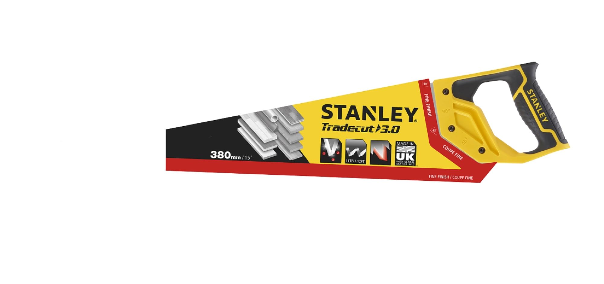 STANLEY STHT20349-1 Handsaw Tradecut 15/380mm, 11 Tpi for DIYers & Professionals, Designed for Cutting and Finishing Jobs, 380mm, Size 15/380