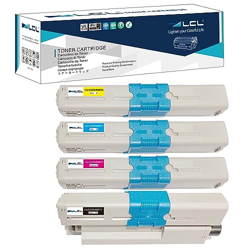 LCL Cartucho de tóner Compatible C332dnw C332dn c332 MC363dnw MC363dn MC363 46508716 46508712 46508711 46508710 46508709 (1 Negro 1Cian 1Magenta 1 Amarillo) Reemplazo para Oki C332dn C332dnW MC363dn