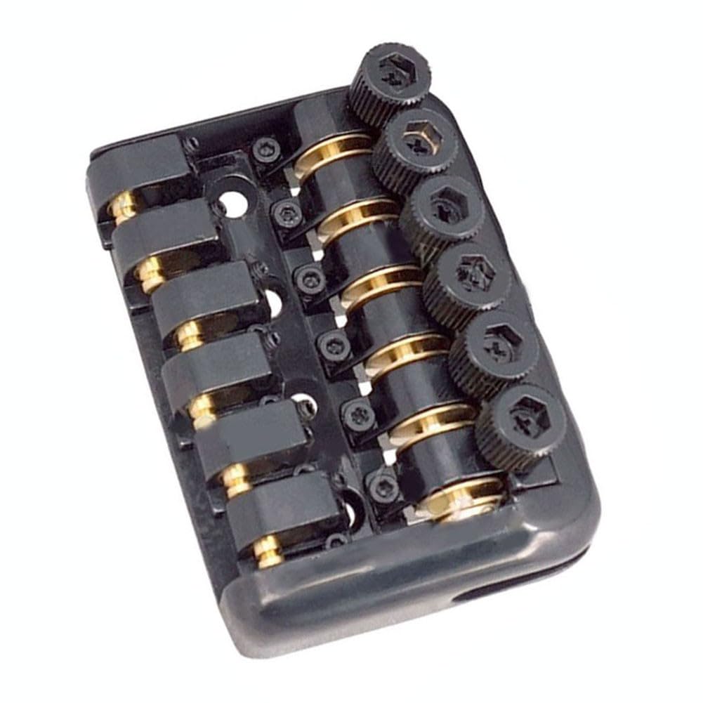 Puente de guitarra eléctrica sin cabeza de 6 cuerdas, sillín fijo con tornillos de tuerca de bloqueo y llaves para piezas de repuesto, color negro
