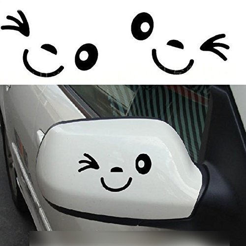 TOPMOOM Lindo Sonrisa Cara 3D Decoración Pegatinas/Etiqueta Engomada para el Auto Coche Lateral Espejo L + R retrovisor
