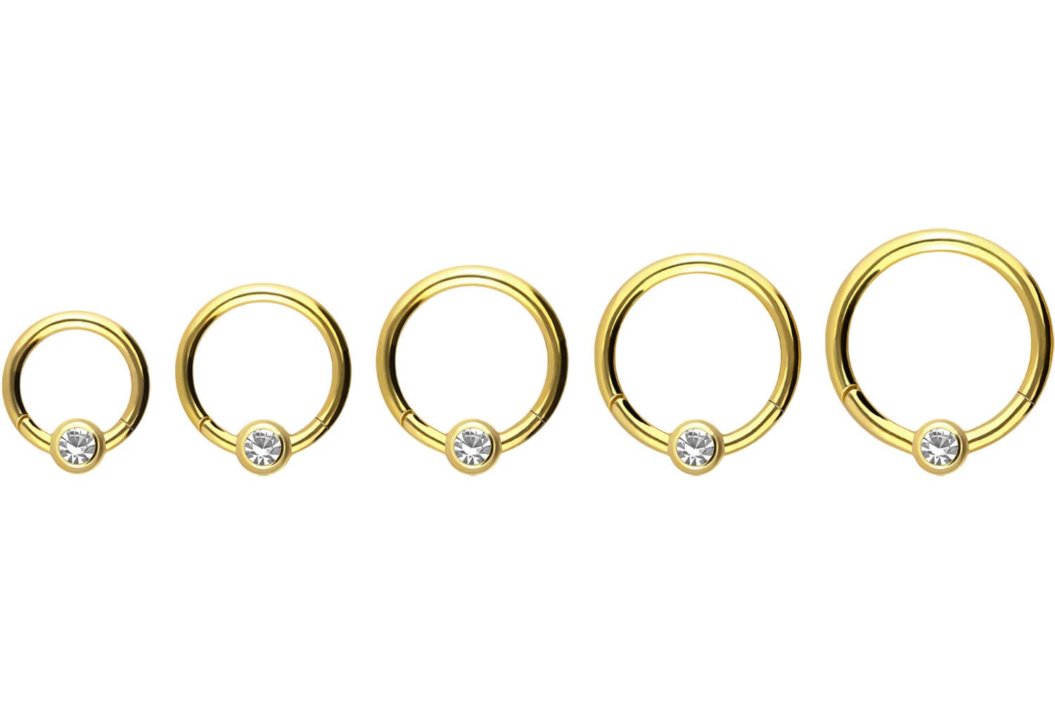 PIERCINGLINE 750er Gold Segmentring Clicker | 18 KARAT | KRISTALL | Piercing Ring Septum Helix Tragus | Farb & Größenauswahl