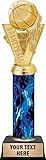 Crown Awards Personalized Basketball Trophy, 11" Blue Basketball Fireball Trophy Award, Customize Now